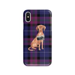 Hungarian Vizsla Tartan phone case. 11 Tartan styles for your Iphone 15 Pro Max, Iphone 14, 13, 12 to 6 & Samsung Galaxy S23 Ultra, S22, S21 to S6 26 adventure dogs tartan case hungarian vizsla pride of scotland front view