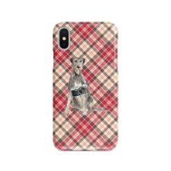 adventure dogs tartan case irish wolf hound pink front view