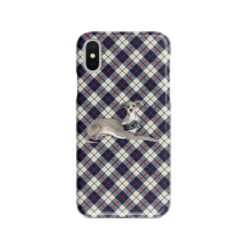 adventure dogs tartan case italian greyhound blue beige front view