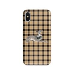 adventure dogs tartan case italian greyhound brown tartan front view