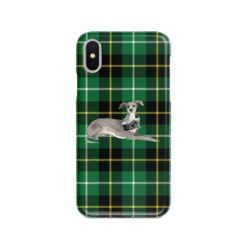 adventure dogs tartan case italian greyhound green tartan front view