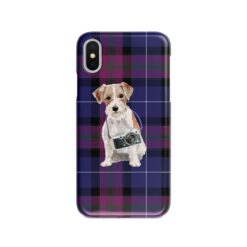 Jack Russell Tartan phone case. 11 Tartan styles for your Iphone 15 Pro Max, Iphone 14, 13, 12 to 6 & Samsung Galaxy S23 Ultra, S22, S21 to S6 26 adventure dogs tartan case jack russel pride of scotland front view