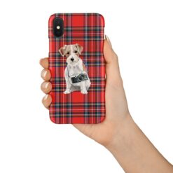 Jack Russell Tartan phone case. 11 Tartan styles for your Iphone 15 Pro Max, Iphone 14, 13, 12 to 6 & Samsung Galaxy S23 Ultra, S22, S21 to S6 16 adventure dogs tartan case jack russel royal stewart in hand