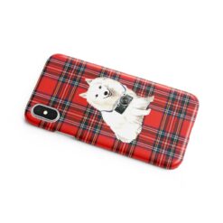 Japanese Spitz Tartan phone case. 11 Tartan styles for your Iphone 15 Pro Max, Iphone 14, 13, 12 to 6 & Samsung Galaxy S23 Ultra, S22, S21 to S6 15 adventure dogs tartan case japanese spitz royal stewart side