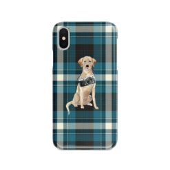 Labrador retriever Tartan phone case. 11 Tartan styles for your Iphone 15 Pro Max, Iphone 14, 13, 12 to 6 & Samsung Galaxy S23 Ultra, S22, S21 to S6 25 adventure dogs tartan case labrador retriever modern front view