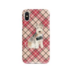 adventure dogs tartan case lakeland terrier pink front view