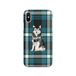 Malamute Tartan phone case. 11 Tartan styles for your Iphone 15 Pro Max, Iphone 14, 13, 12 to 6 & Samsung Galaxy S23 Ultra, S22, S21 to S6 24 adventure dogs tartan case malamute modern front view