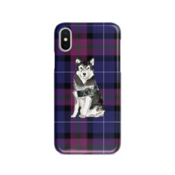 Malamute Tartan phone case. 11 Tartan styles for your Iphone 15 Pro Max, Iphone 14, 13, 12 to 6 & Samsung Galaxy S23 Ultra, S22, S21 to S6 26 adventure dogs tartan case malamute pride of scotland front view