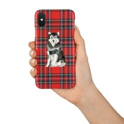 Malamute Tartan phone case. 11 Tartan styles for your Iphone 15 Pro Max, Iphone 14, 13, 12 to 6 & Samsung Galaxy S23 Ultra, S22, S21 to S6 16 adventure dogs tartan case malamute royal stewart in hand
