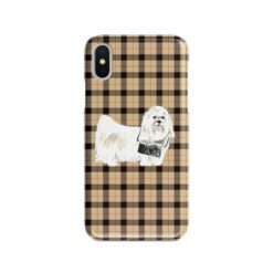 adventure dogs tartan case maltese brown tartan front view