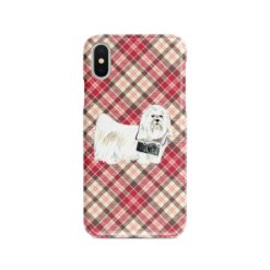 adventure dogs tartan case maltese pink front view