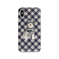 adventure dogs tartan case miniature schnauzer blue beige front view