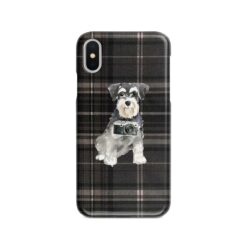 adventure dogs tartan case miniature schnauzer dark tartan front view