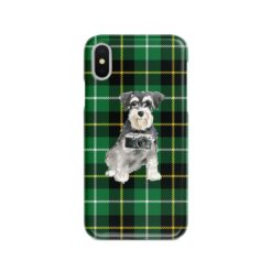 adventure dogs tartan case miniature schnauzer green tartan front view