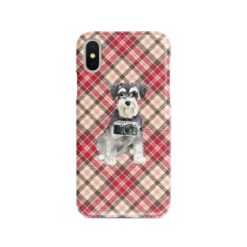 adventure dogs tartan case miniature schnauzer pink front view