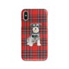 Miniature Schnauzer Tartan phone case. 11 Tartan styles for your Iphone 15 Pro Max, Iphone 14, 13, 12 to 6 & Samsung Galaxy S23 Ultra, S22, S21 to S6 1 adventure dogs tartan case miniature schnauzer royal stewart front view