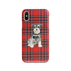 Miniature Schnauzer Tartan phone case. 11 Tartan styles for your Iphone 15 Pro Max, Iphone 14, 13, 12 to 6 & Samsung Galaxy S23 Ultra, S22, S21 to S6