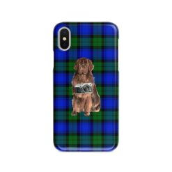Newfoundland Tartan phone case. 11 Tartan styles for your Iphone 15 Pro Max, Iphone 14, 13, 12 to 6 & Samsung Galaxy S23 Ultra, S22, S21 to S6 17 adventure dogs tartan case newfoundland black watch front view