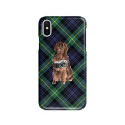 Newfoundland Tartan phone case. 11 Tartan styles for your Iphone 15 Pro Max, Iphone 14, 13, 12 to 6 & Samsung Galaxy S23 Ultra, S22, S21 to S6 21 adventure dogs tartan case newfoundland gordon front view