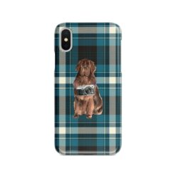 Newfoundland Tartan phone case. 11 Tartan styles for your Iphone 15 Pro Max, Iphone 14, 13, 12 to 6 & Samsung Galaxy S23 Ultra, S22, S21 to S6 24 adventure dogs tartan case newfoundland modern front view