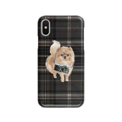 adventure dogs tartan case pomeranian dark tartan front view