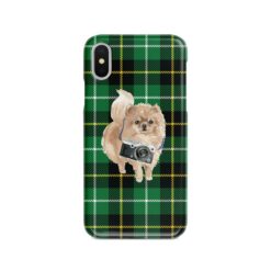 adventure dogs tartan case pomeranian green tartan front view