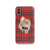 Pomeranian Tartan phone case. 11 Tartan styles for your Iphone 15 Pro Max, Iphone 14, 13, 12 to 6 & Samsung Galaxy S23 Ultra, S22, S21 to S6 1 adventure dogs tartan case pomeranian royal stewart front view