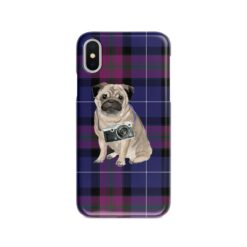 Pug Tartan phone case. 11 Tartan styles for your Iphone 15 Pro Max, Iphone 14, 13, 12 to 6 & Samsung Galaxy S23 Ultra, S22, S21 to S6 26 adventure dogs tartan case pug pride of scotland front view
