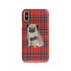 Pug Tartan phone case. 11 Tartan styles for your Iphone 15 Pro Max, Iphone 14, 13, 12 to 6 & Samsung Galaxy S23 Ultra, S22, S21 to S6 1 adventure dogs tartan case pug royal stewart front view