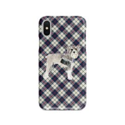 adventure dogs tartan case schnauzer blue beige front view
