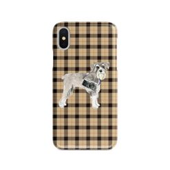 adventure dogs tartan case schnauzer brown tartan front view