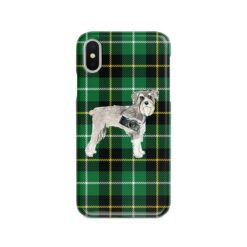 adventure dogs tartan case schnauzer green tartan front view