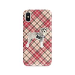 adventure dogs tartan case schnauzer pink front view