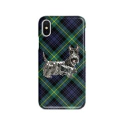 Scottish Terrier Tartan phone case. 11 Tartan styles for your Iphone 15 Pro Max, Iphone 14, 13, 12 to 6 & Samsung Galaxy S23 Ultra, S22, S21 to S6 21 adventure dogs tartan case scottish terrier gordon front view