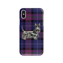 Scottish Terrier Tartan phone case. 11 Tartan styles for your Iphone 15 Pro Max, Iphone 14, 13, 12 to 6 & Samsung Galaxy S23 Ultra, S22, S21 to S6 26 adventure dogs tartan case scottish terrier pride of scotland front view
