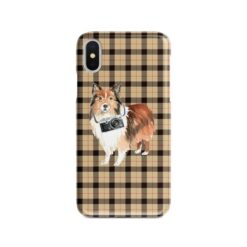 adventure dogs tartan case shetland sheepdog brown tartan front view