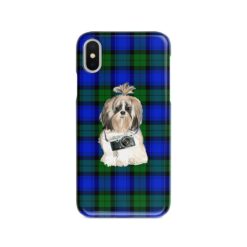adventure dogs tartan case shih tzu long hair black watch front view