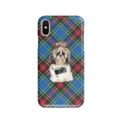 adventure dogs tartan case shih tzu long hair macbeth front view