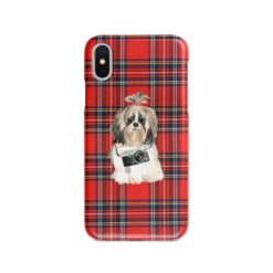Shih tzu Long hair Tartan phone case. 11 Tartan styles for your Iphone 15 Pro Max, Iphone 14, 13, 12 to 6 & Samsung Galaxy S23 Ultra, S22, S21 to S6
