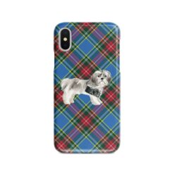 Shih tzu Short hair Tartan phone case. 11 Tartan styles for your Iphone 15 Pro Max, Iphone 14, 13, 12 to 6 & Samsung Galaxy S23 Ultra, S22, S21 to S6 24 adventure dogs tartan case shih tzu short hair macbeth front view