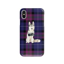 Siberian Husky Tartan phone case. 11 Tartan styles for your Iphone 15 Pro Max, Iphone 14, 13, 12 to 6 & Samsung Galaxy S23 Ultra, S22, S21 to S6 26 adventure dogs tartan case siberian husky pride of scotland front view