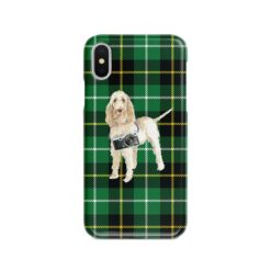 Spinone Italiano Tartan phone case. 11 Tartan styles for your Iphone 15 Pro Max, Iphone 14, 13, 12 to 6 & Samsung Galaxy S23 Ultra, S22, S21 to S6 22 adventure dogs tartan case spinone italiano green tartan front view