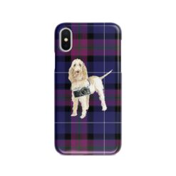 Spinone Italiano Tartan phone case. 11 Tartan styles for your Iphone 15 Pro Max, Iphone 14, 13, 12 to 6 & Samsung Galaxy S23 Ultra, S22, S21 to S6 26 adventure dogs tartan case spinone italiano pride of scotland front view