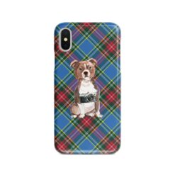 Staffordshire Bull Terrier Tartan phone case. 11 Tartan styles for your Iphone 15 Pro Max, Iphone 14, 13, 12 to 6 & Samsung Galaxy S23 Ultra, S22, S21 to S6 23 adventure dogs tartan case staffordshire bull terrier macbeth front view