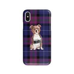 Staffordshire Bull Terrier Tartan phone case. 11 Tartan styles for your Iphone 15 Pro Max, Iphone 14, 13, 12 to 6 & Samsung Galaxy S23 Ultra, S22, S21 to S6 26 adventure dogs tartan case staffordshire bull terrier pride of scotland front view