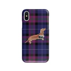 Tan Dachshund Tartan phone case. 11 Tartan styles for your Iphone 15 Pro Max, Iphone 14, 13, 12 to 6 & Samsung Galaxy S23 Ultra, S22, S21 to S6 27 adventure dogs tartan case tan dachshund pride of scotland front view