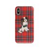 Tri colour King Charles Spaniel Tartan phone case. 11 Tartan styles for your Iphone 15 Pro Max, Iphone 14, 13, 12 to 6 & Samsung Galaxy S23 Ultra, S22, S21 to S6 1 adventure dogs tartan case tri colour king charles spaniel royal stewart front view