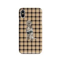adventure dogs tartan case weimaraner brown tartan front view