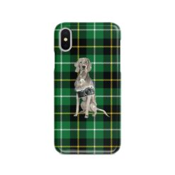 adventure dogs tartan case weimaraner green tartan front view