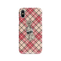 adventure dogs tartan case weimaraner pink front view